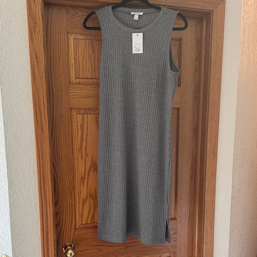 Gray Njne West Ribbed Sleeveless Dress